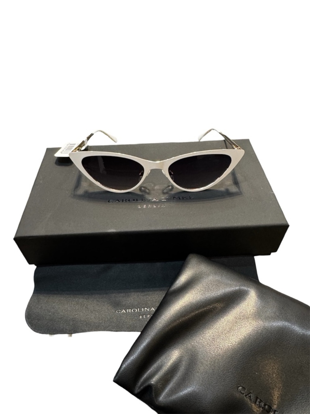 Carolina Lemke White Cat-Eye Sunglasses for Women